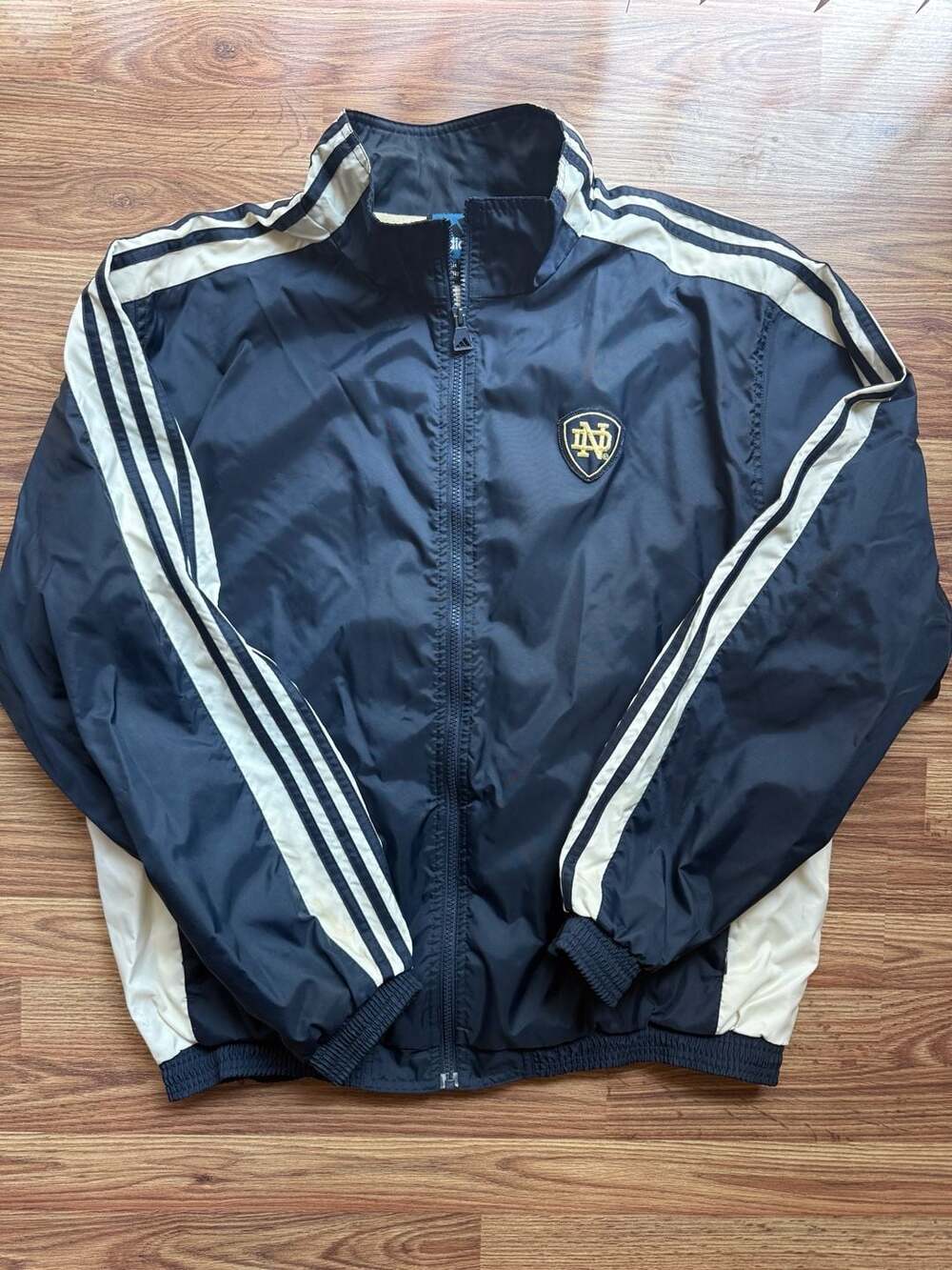 Vintage Adidas Notre Dame Fighting Irish Full Zip Windbreaker Jacket Size L